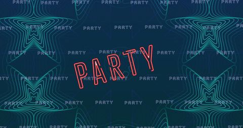 Vibrant Neon Party Text on Abstract Blue Background - Download Free Stock Images Pikwizard.com