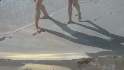 Sunset Beach Stroll: Romantic Walk by the Sea