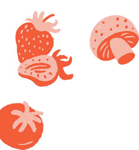 Minimalistic coral-pink produce on transparent background
