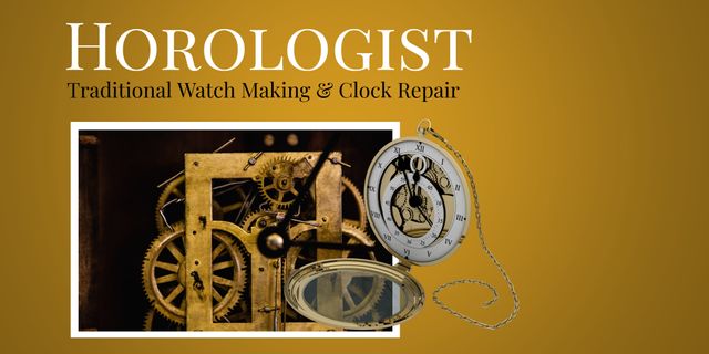 Traditional Horologist Watch Making and Clock Repair Advertisement - Download Free Stock Templates Pikwizard.com