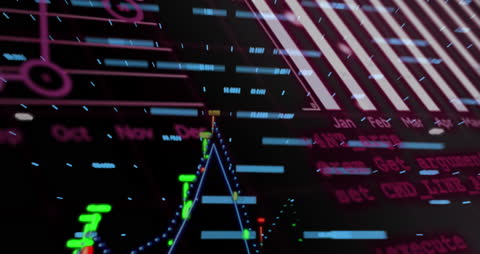 Abstract Digital Data Processing Animation with Neon Elements