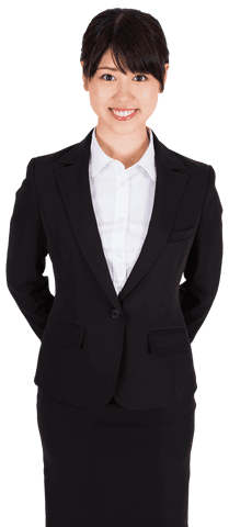 Asian Businesswoman Smiling on Transparent Background for Office Concepts