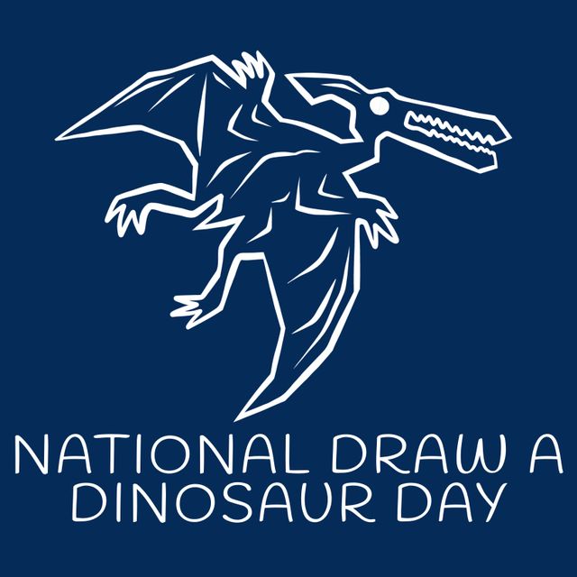 National Draw a Dinosaur Day Celebration Poster with Pterosaur Illustration - Download Free Stock Templates Pikwizard.com