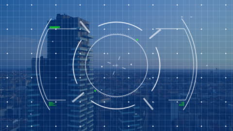 Futuristic Digital Interface Scanning Metropolitan Skyline