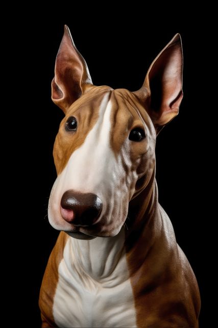 Portrait of brown bull terrier on dark background, created using generative ai technology - Download Free Stock Photos Pikwizard.com