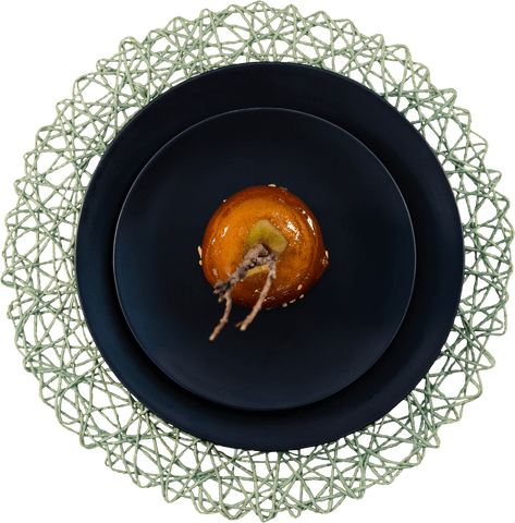 elegant transparent display of caramelized apple on black plate - Download Free Stock Videos Pikwizard.com
