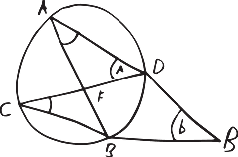 Transparent geometric illustration with triangles and circle
