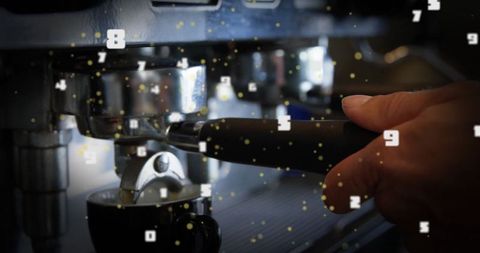 Digital-inspired barista crafting perfect espresso