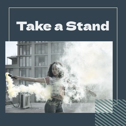 empowered woman holding smoke bomb for stand message - Download Free Stock Templates Pikwizard.com