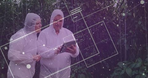 Scientists using ar technology in sustainable farming research