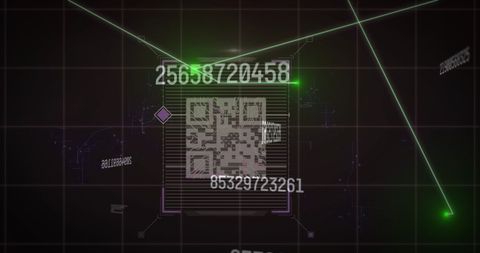 Digital QR Code Scan with Evolving Numbers and Light Trails - Download Free Stock Images Pikwizard.com