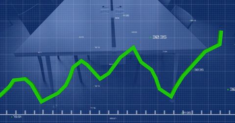 Unattended Office with Financial Graph Overlay Concept - Download Free Stock Images Pikwizard.com