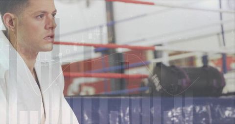 Martial artist focus training at boxing gym