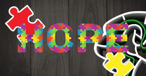 Puzzle pieces forming hope for autism awareness