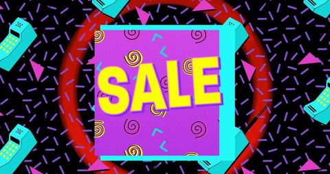 Vibrant Retro Sale Banner with Graphic Elements - Download Free Stock Images Pikwizard.com