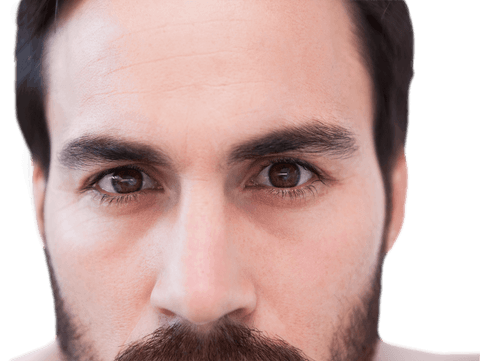 Transparent Close-Up of Focused Man's Intense Gaze