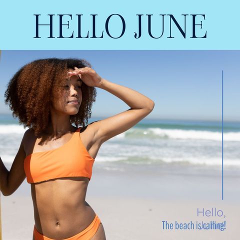 african american woman in orange bikini enjoying seaside - Download Free Stock Templates Pikwizard.com