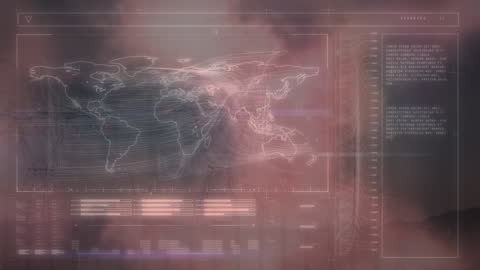 Futuristic Digital Interface with World Map Visualization