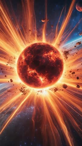 Erupting Molten Planet Spewing Lava Streams in Explosive Cosmic Cataclysm