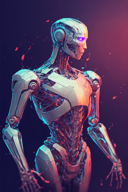 Futuristic Android with Neon Highlights in Digital Artwork - Download Free Stock Images Pikwizard.com