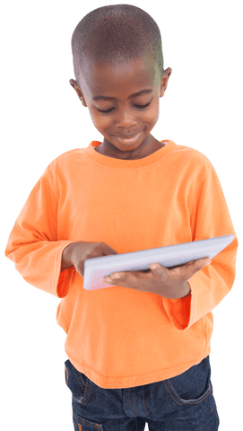 smiling child engaged with transparent tablet display - Download Free Stock Videos Pikwizard.com