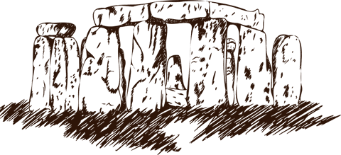 Ancient stone circle line art with transparent background