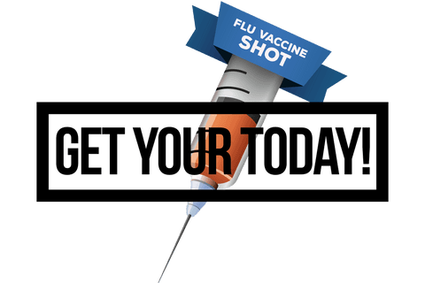 Flu vaccine shot graphic with transparent background for health campaigns