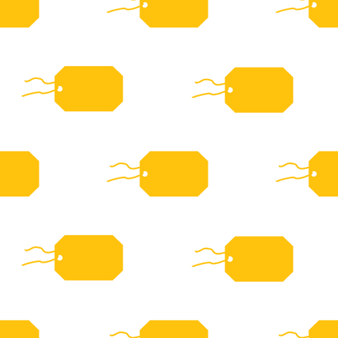 Vector yellow tag pattern on transparent background for retail design