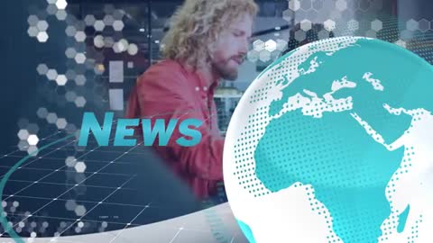 Global News Animation with Digital Globe in Modern Office