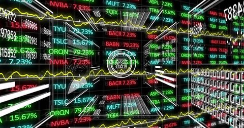 Futuristic Stock Market Visualization with Digital Data Overlay