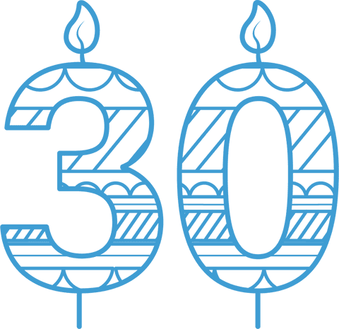 Transparent 30th Birthday Candles with Decorative Pattern