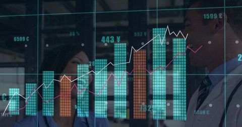 Healthcare Professionals Examining Market Trends with Medical Insights