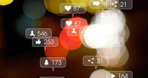 Floating Social Media Notification Icons and Counters