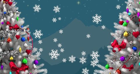 Festive Christmas Trees with Snowflakes in Winter Wonderland - Download Free Stock Images Pikwizard.com