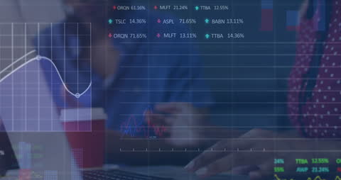 Business Team Analyzing Financial Data with Digital Graphs