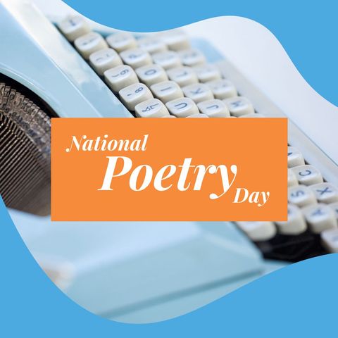 Vintage Typewriter with National Poetry Day Celebration Message - Download Free Stock Templates Pikwizard.com