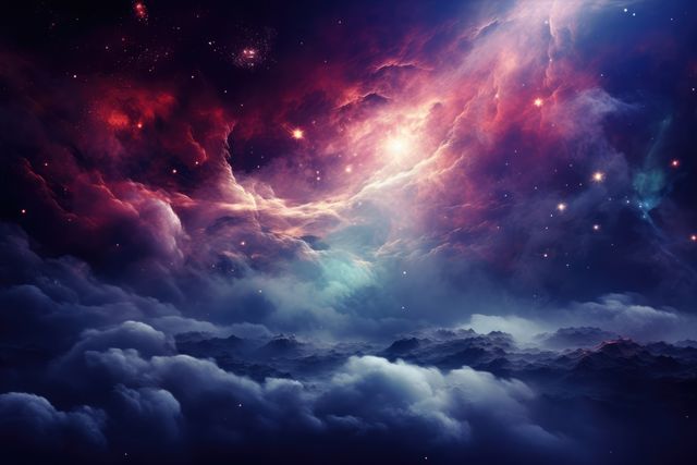 Stunning Cosmic Nebula Above Cloudscape - Download Free Stock Photos Pikwizard.com