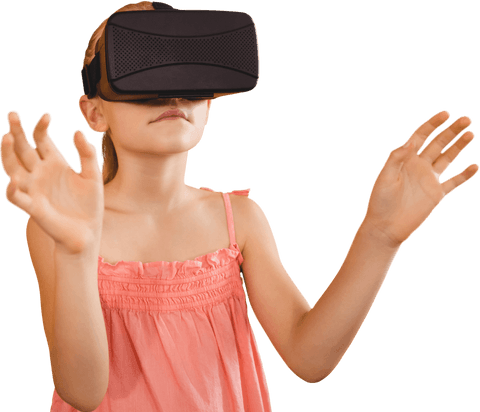 caucasian girl engaging with vr technology on transparent background - Download Free Stock Videos Pikwizard.com