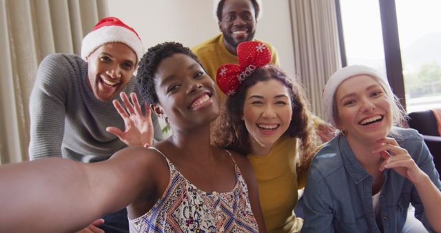 Diverse Group of Friends Celebrating Christmas Together - Download Free Stock Images Pikwizard.com