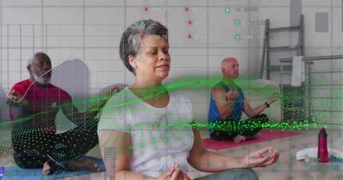 Senior Woman Meditation Digital Wellness Studio