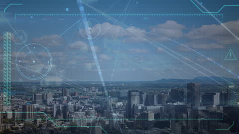 Futuristic Network Connections Over Modern Cityscape