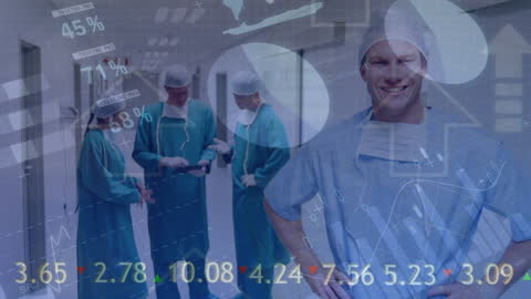 Surgeon Smiling in Overlay of Graphical Data Visualization