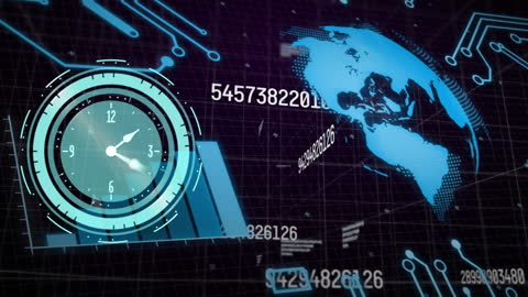 Global Network Data Analysis with Digital Clock and World Map Visualization