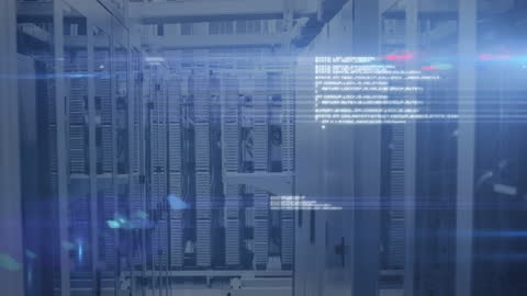 Animation of Digital Data Processing in a Modern Server Room