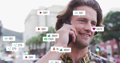Man Engaging with Social Media Notifications on Mobile Phone - Download Free Stock Images Pikwizard.com