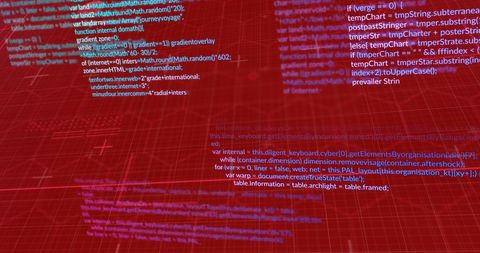 Abstract Data Processing Theme with Code Overlaid on Red Grid - Download Free Stock Images Pikwizard.com