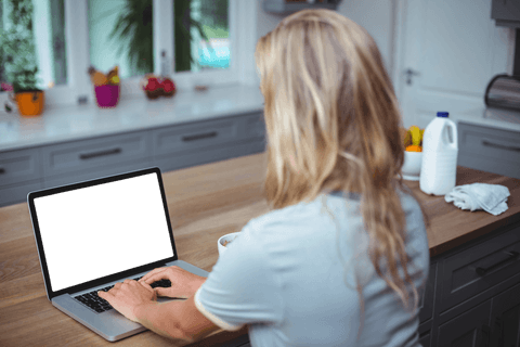 transparent screen on laptop while young woman studies at home kitchen - Download Free Stock Videos Pikwizard.com