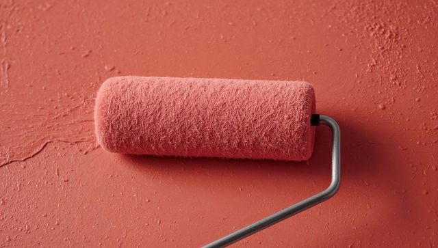 Coral Paint Roller on Vibrant Textured Wall
