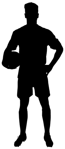 Silhouette of Footballer Holding Ball on Transparent Background