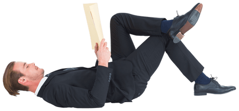 Transparent Relaxed Businessman Lying and Reading Book - Download Free Stock Videos Pikwizard.com
